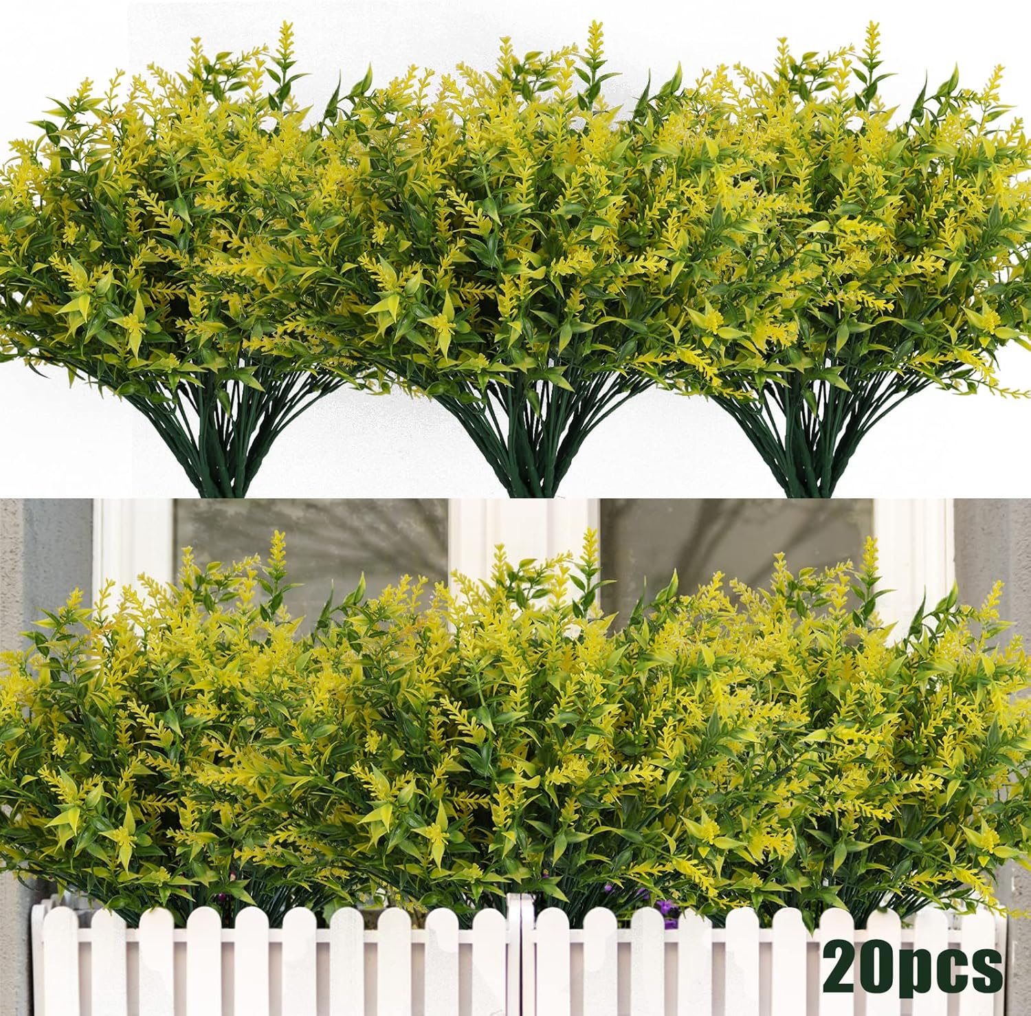 RECUTMS 20 Bundles Outdoor Artificial Flower UV Resistant