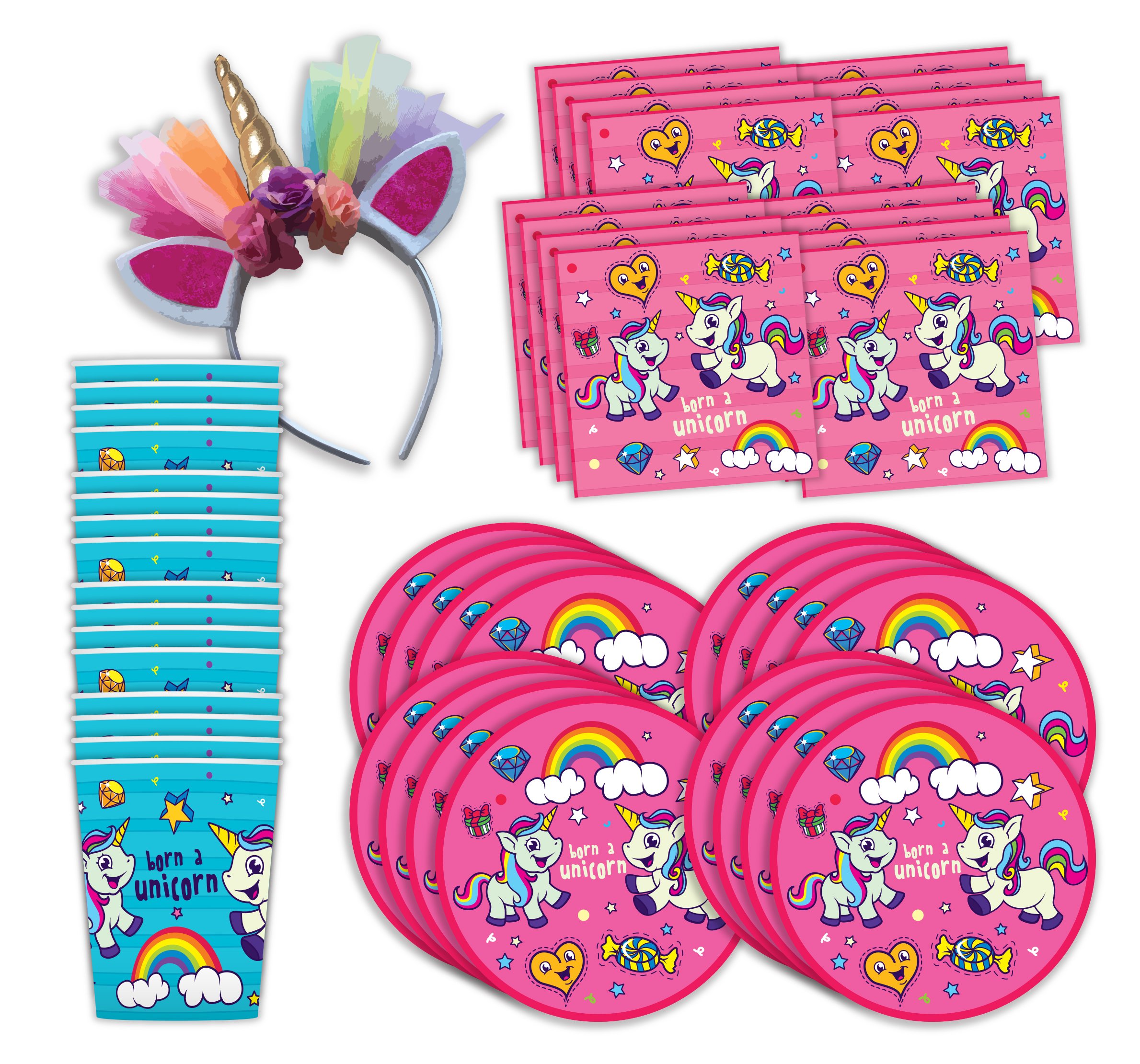 Bestie Planet Unicorn Birthday Party Supplies - Cups, Napkins, Unicorn Plates & A Unicorn Crown (Fits Ages 1 Year and Up) - 49 Total Pieces - Great for All Unicorn Themed Parties