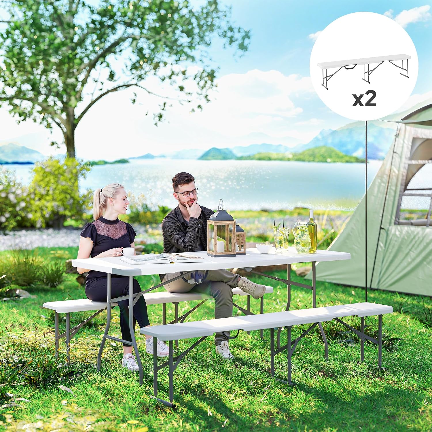 Foldable Garden Bench with 529 Lbs Capacity for Outdoor Use and Picnics