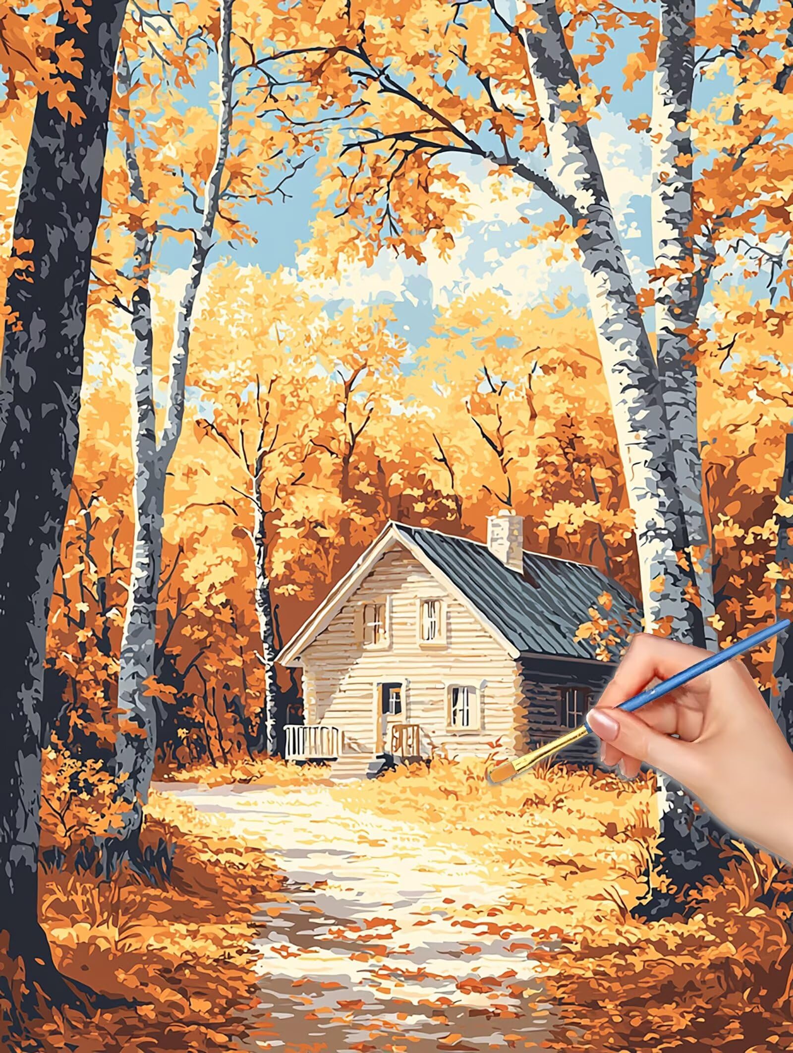Malowanie według liczb dla dorosłych, 90 x 120 cm zestaw do malowania po numerach jesień dla dorosłych początkujących, Paint by Numbers z pędzlami akrylowymi pigmentowymi rysunkami, dekoracja domu