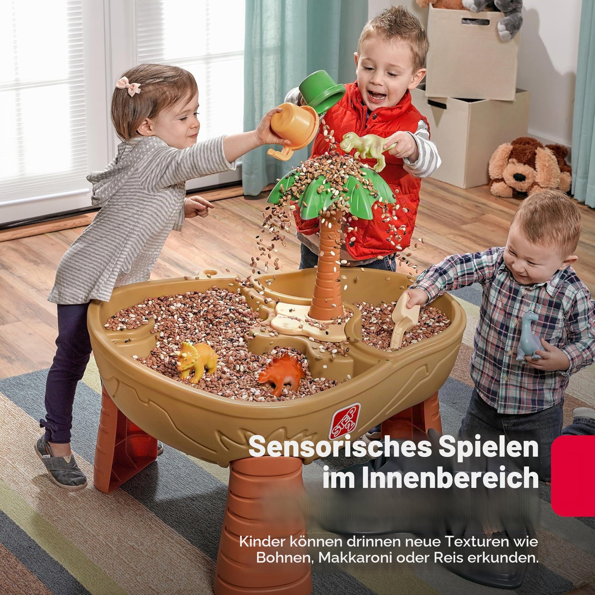 Step2 Dino Dig Sand & Wassertisch mit Dinosaurier & Jungle | Wasserspieltisch für Kinder mit 7-teiligem Zubehör Set | Wasserspielzeug/Sandtisch für den Garten