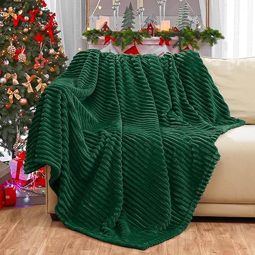 Miniatura 7 de Bnuitland Manta de franela color camello claro con bolsa de almacenamiento, manta de sofá de forro polar súper suave de 300 GSM con patrón de rayas