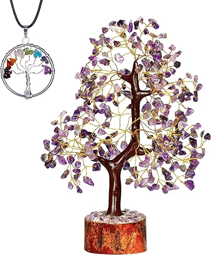 Cristal de amatista, árbol de Feng Shui, árboles de gemas - Árbol de cristal de amatista - Decoración de cristal - Árbol de dinero de piedra -