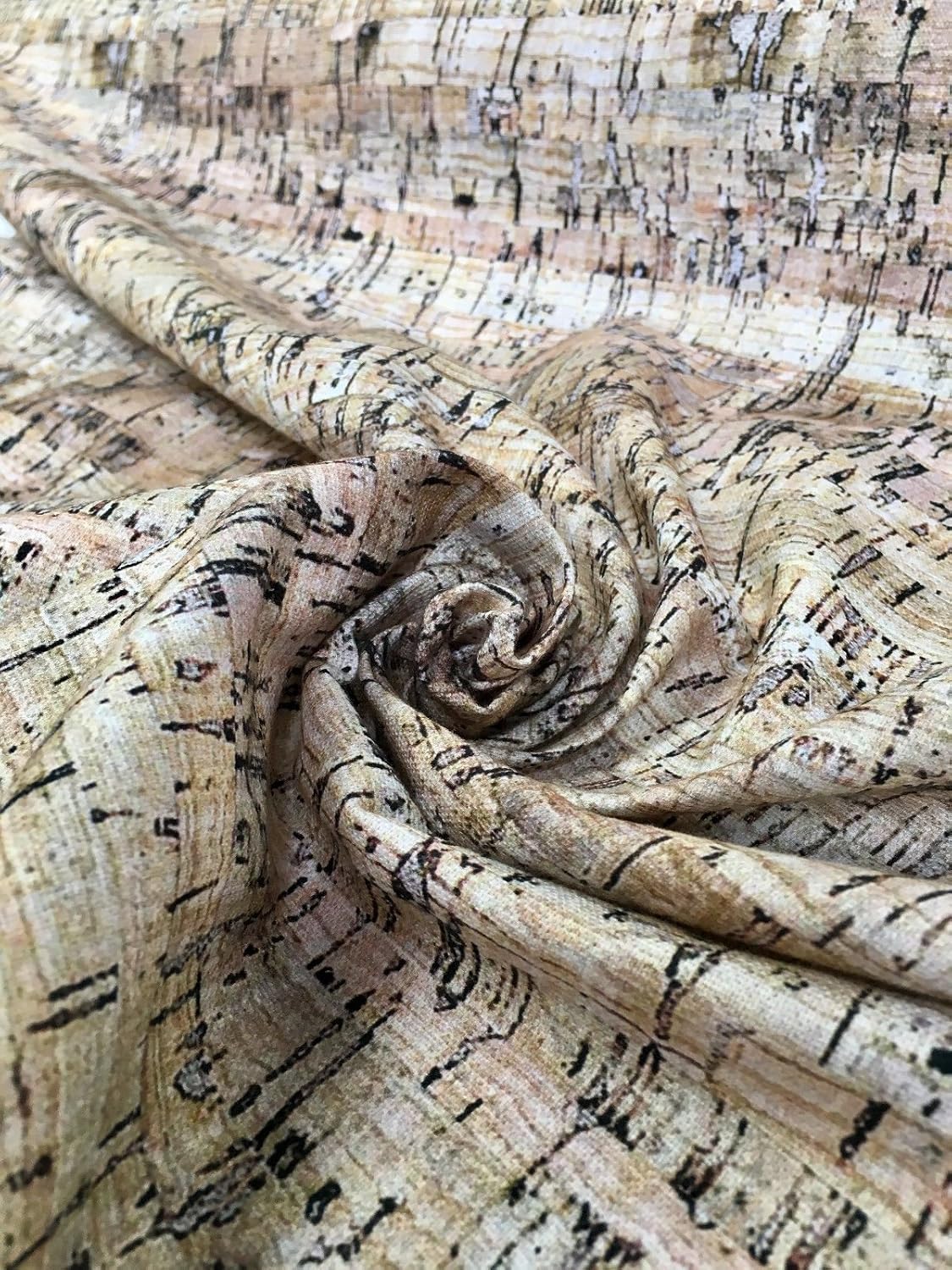 Rustic Cork Digital Print Fabric for Curtains Dressmaking Upholstery - Cork Print Cotton Material - 55 inches Wide (Sold by The Yard)