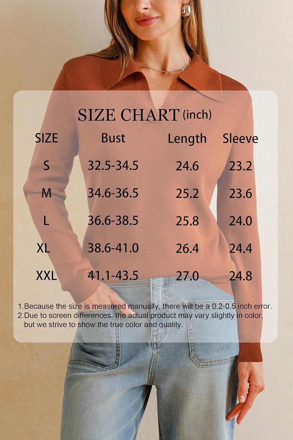 Arach&Cloz Women’s Wool Blend Collared Polo Pullover Spring Sweaters Business Casual Outfits 2026 - Image 6