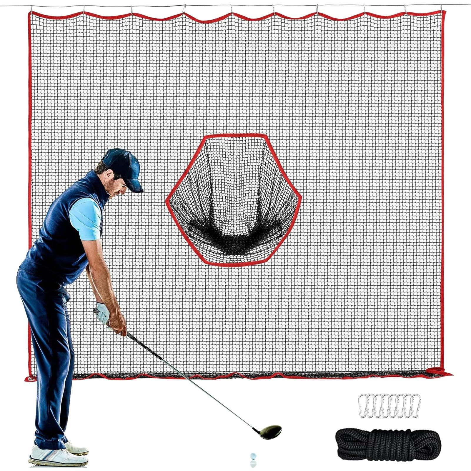 Filet de golf pour jardin - Cage d'entraînement, bloqueur de balles | Filet anti-coups renforcé, grand filet récupérateur de balles, grand écran de pratique extérieur pour pelouse, jardin, fairway, cl