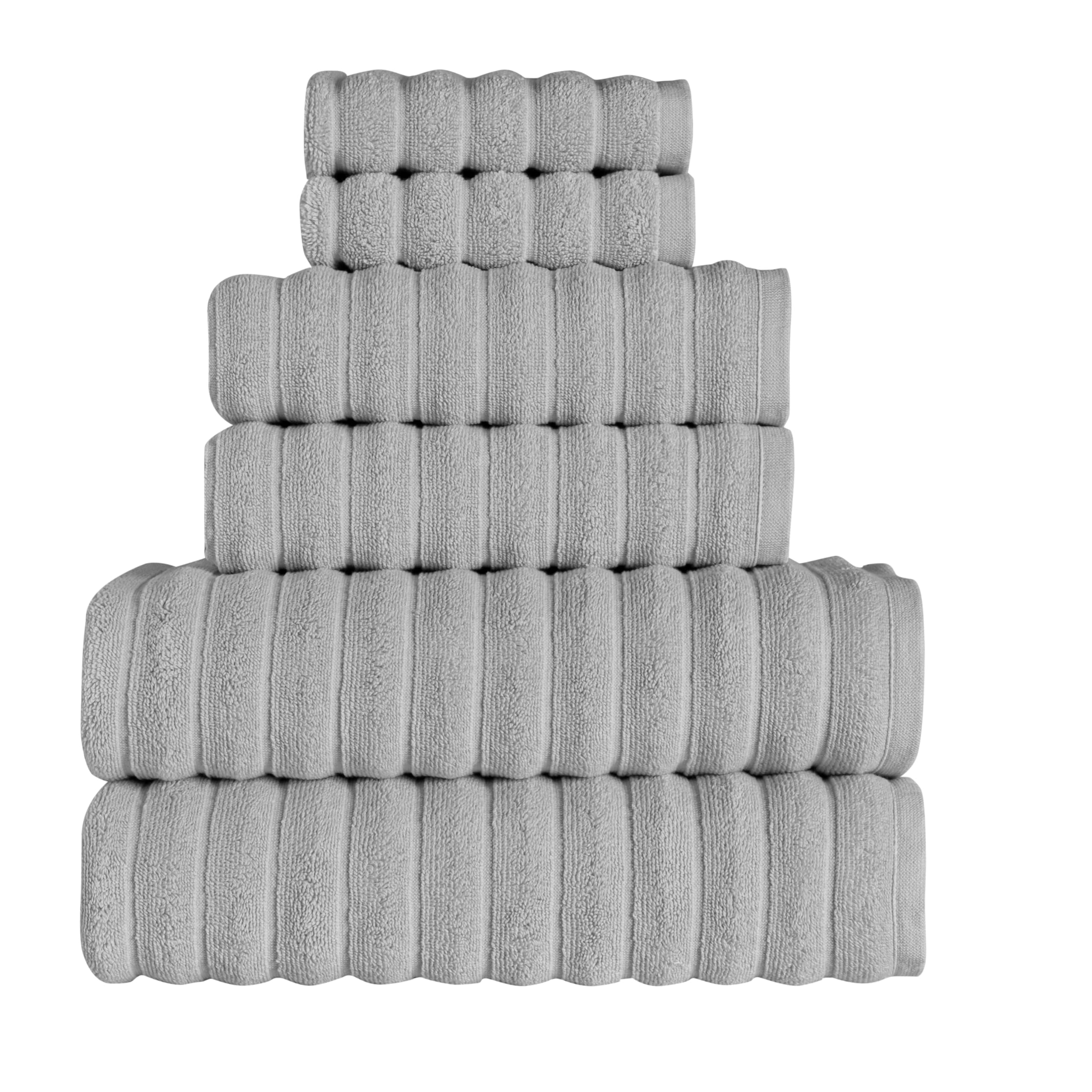 Tedeman Cloud Collection 6-Piece Towel Set - Turkish Towels, 550 GSM Plush, Highly Absorbent, Hotel & Spa Quality, 2 Bath Towels + 2 Hand Towels + 2 Kitchen Towels (Misty Dove, Set of 6 Towels)
