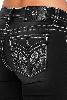 Miss Me Women's Mid-Rise Ziven Wing Stitched Faux Flap Pockets