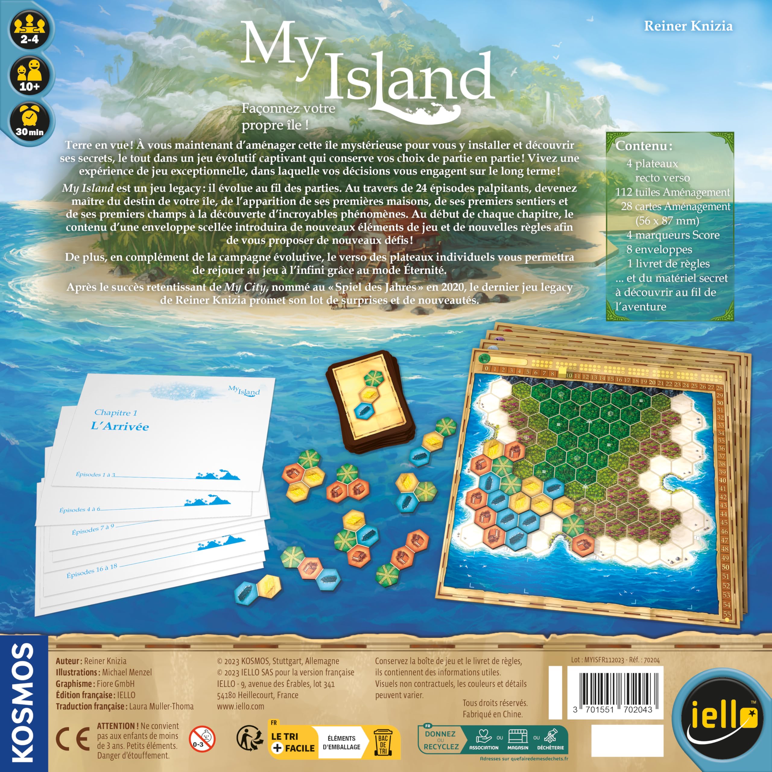 IELLO My Island – Jeu de Société Legacy & Pose de Tuiles – Construisez et Explorez Votre Île en 24 Épisodes – Stratégie & Famille – 2-4 Joueurs | 30 Min | Dès 10 Ans