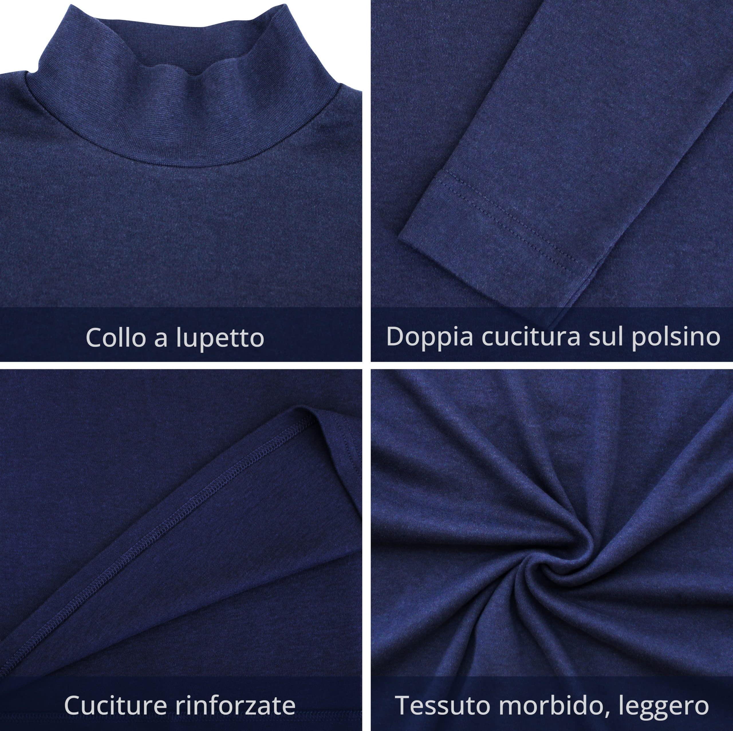 Liabel Maglia Lupetto Uomo Caldo Cotone Conf da 3 pz, Nero M