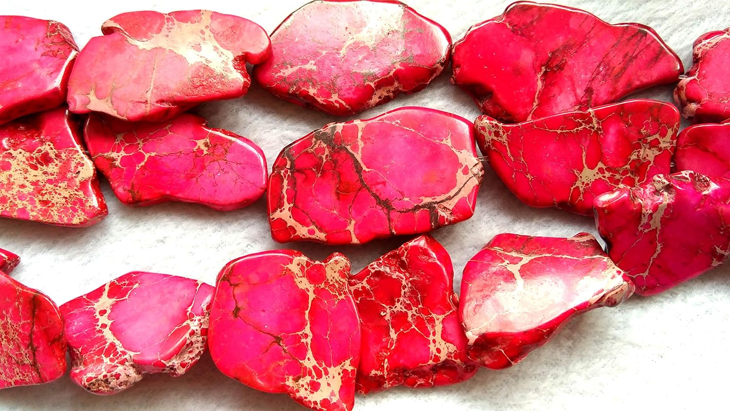 Red Natural Imperial Jasper Stone Freeform Nuggets Slab Chunky Beads,Pop Grip Phone Socket Buckle Freeform Bead 25-50mm Full Strand 16"
