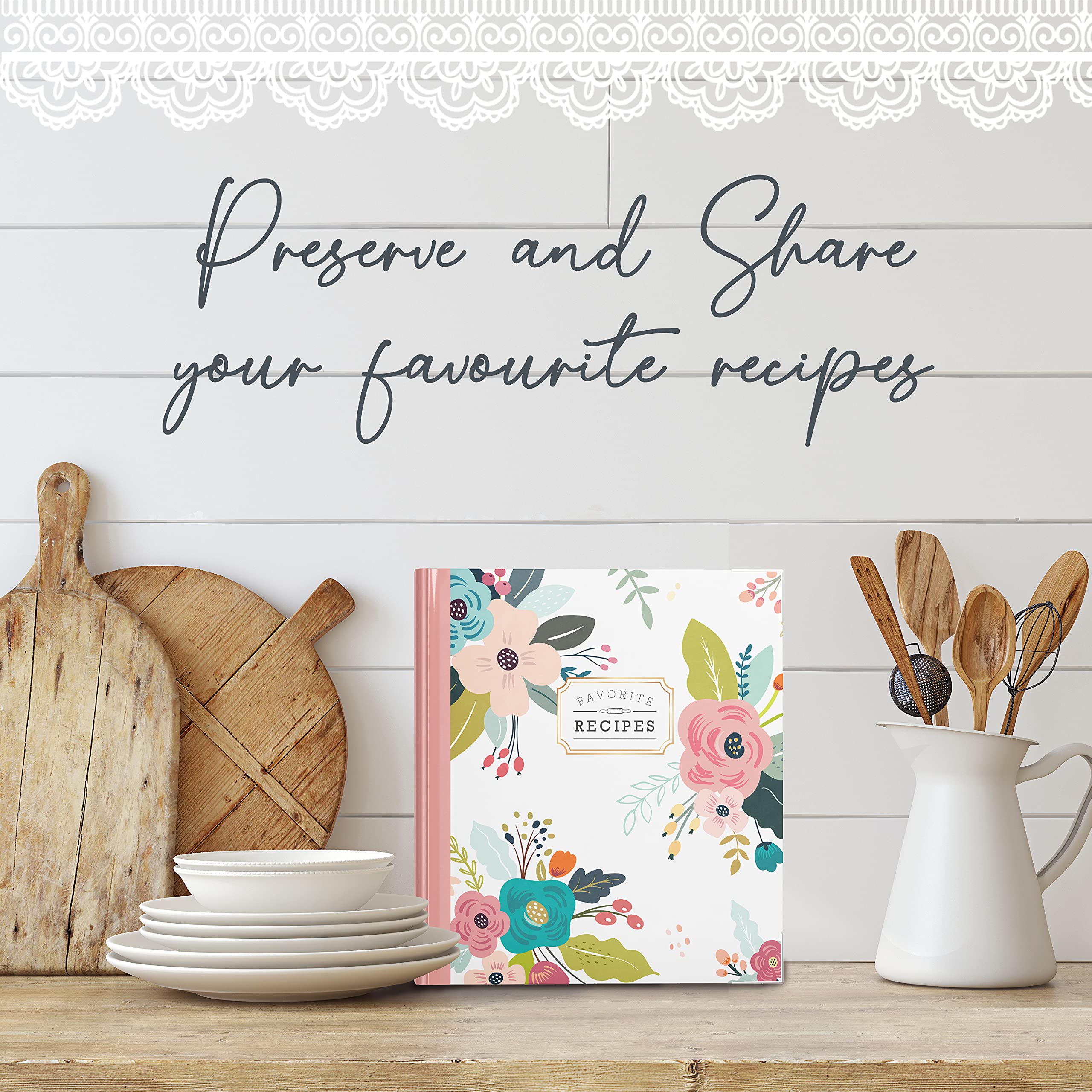 Raccoglitore per ricette con 3 anelli, bianco, libro di ricette 8,5 x 11 cm, pagina intera con maniche protettive trasparenti, divisori, protezioni per pagine in plastica, libro di ricette per