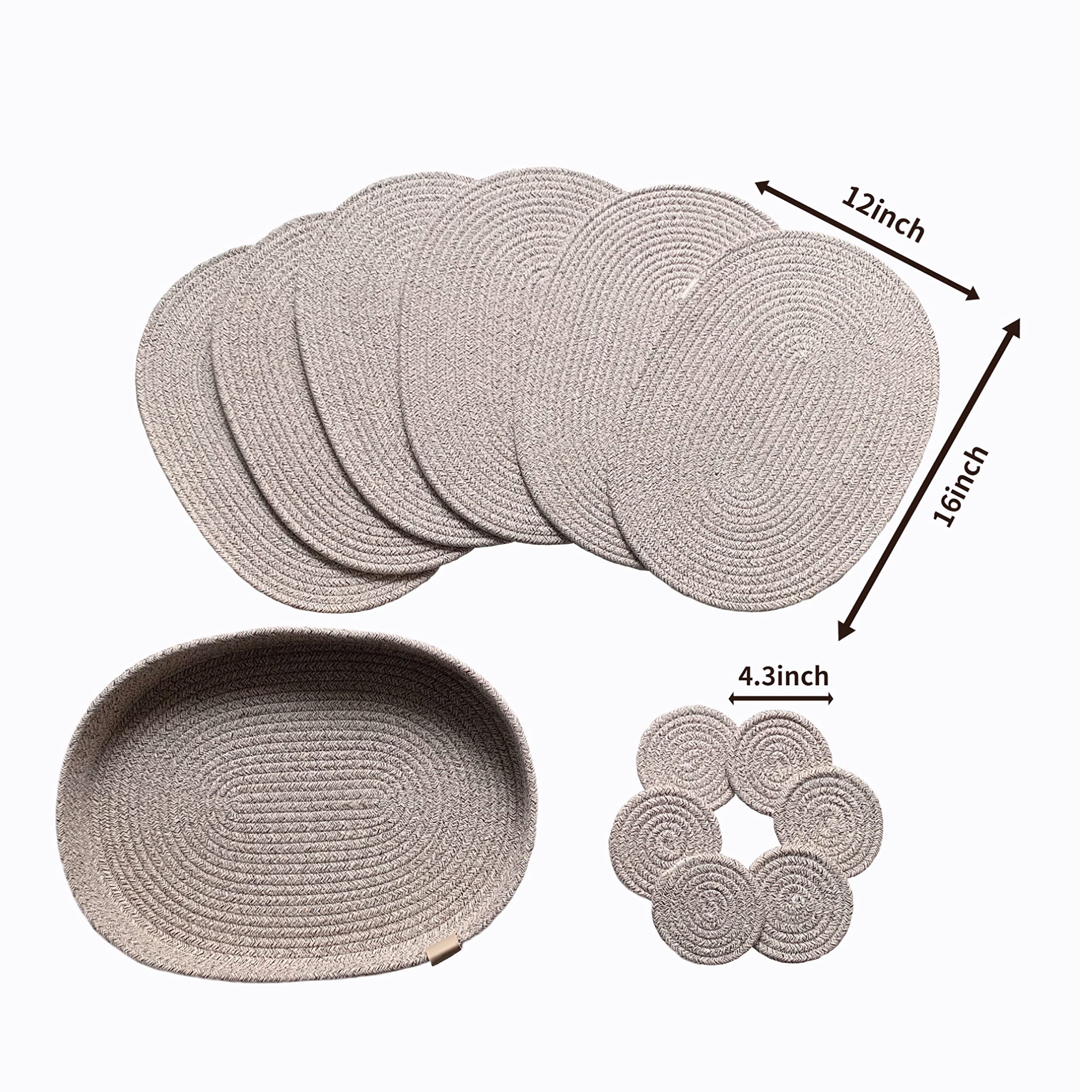 ART Pinecone Juego De 6 Manteles Individuales Ovalados – Tejidos De Estilo Bohemio Para Mesa De Comedor Para 6, Decoración De Cocina, Accesorios De Mesa Rústicos Lavables Y Hechos A Mano