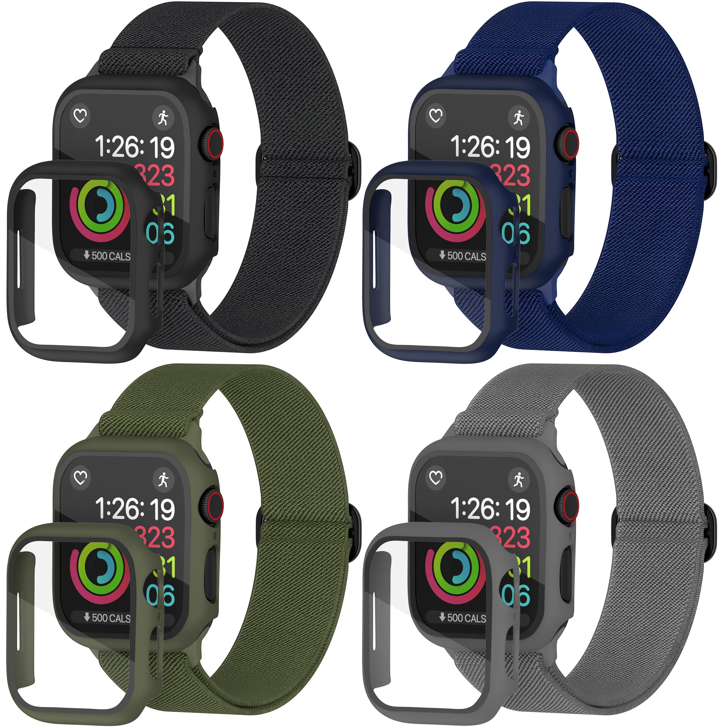 Nylon Apple Watch Bands Unisex - iWatch 1/2/3/4/5/6/7/8/9/SE/Ultra 2 Bands for 38mm/40mm/41mm/42mm/44mm/45mm/49mm with a Case