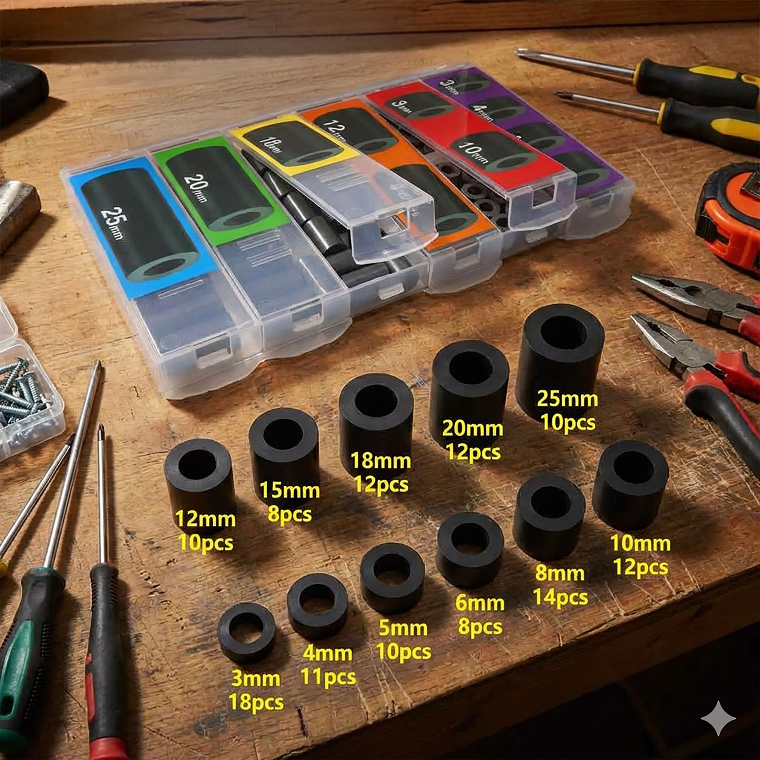 Nylon Spacers & Standoffs - 125pc Assortment Kit -2 Nylon Spacers & Standoffs - 125pc Assortment Kit -2