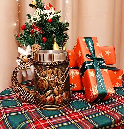 Miniatura 5 de Taza vikingo nórdico espartano de 18 onzas, taza de acero inoxidable para beber Sparta novedosa taza de café, taza vikinga nórdica, decoración de