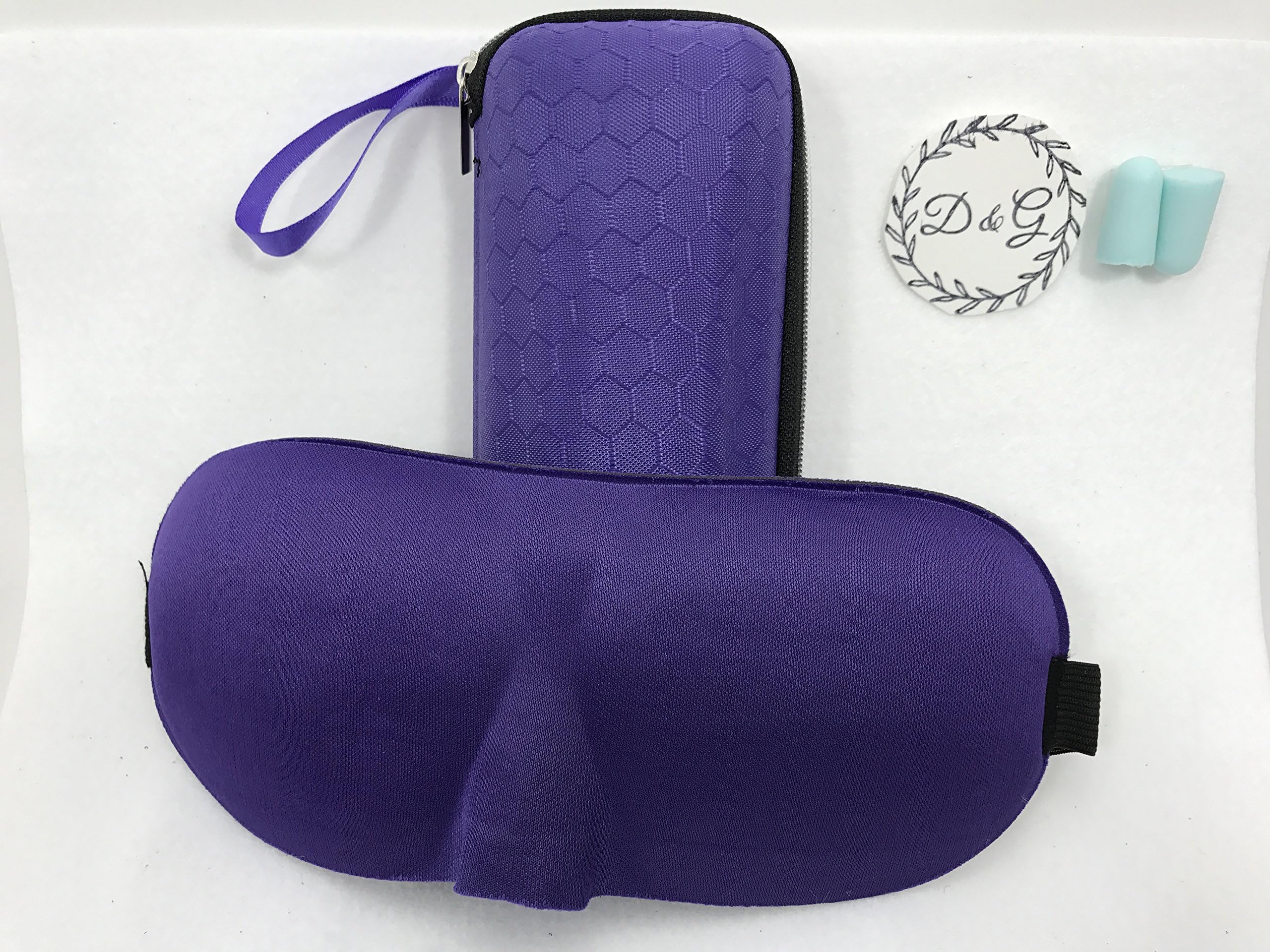 Dangi 3D Blind Fold-Sleep Mask, pair ear plugs & matching case purple