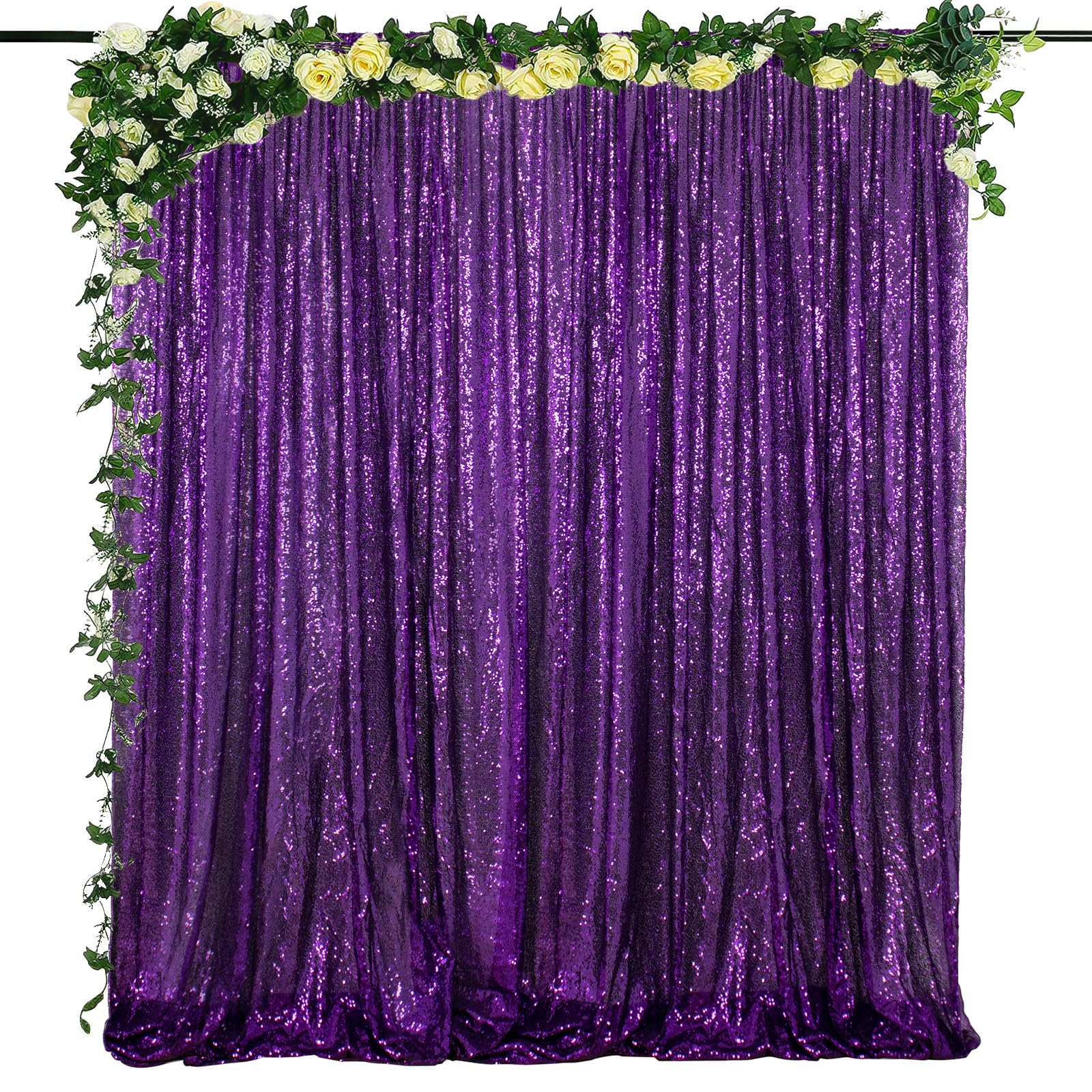 ShinyBeauty Purple Sequin BACKDROP-CURTAIN-4FTx8FT Sequin Photography Backdrop,Photo Booth Background,Sequin Christmas Backdrop Curtain (4FTx8FT, Purple)
