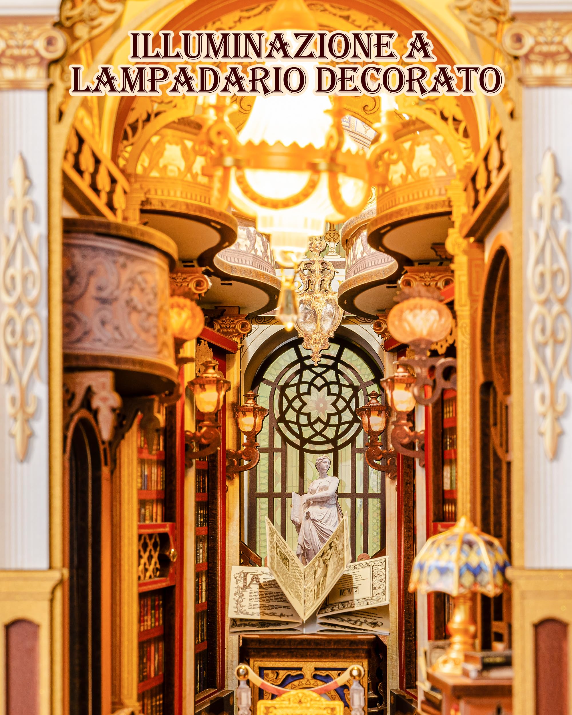 Rolife Book Nook Kit Miniature da Costruire DIY Booknook Libreria Delle Meraviglie 3d Puzzle Legno con Luci Decorazione Libreria Casa Modellismo da Costruire Adulti Diorama Modellismo