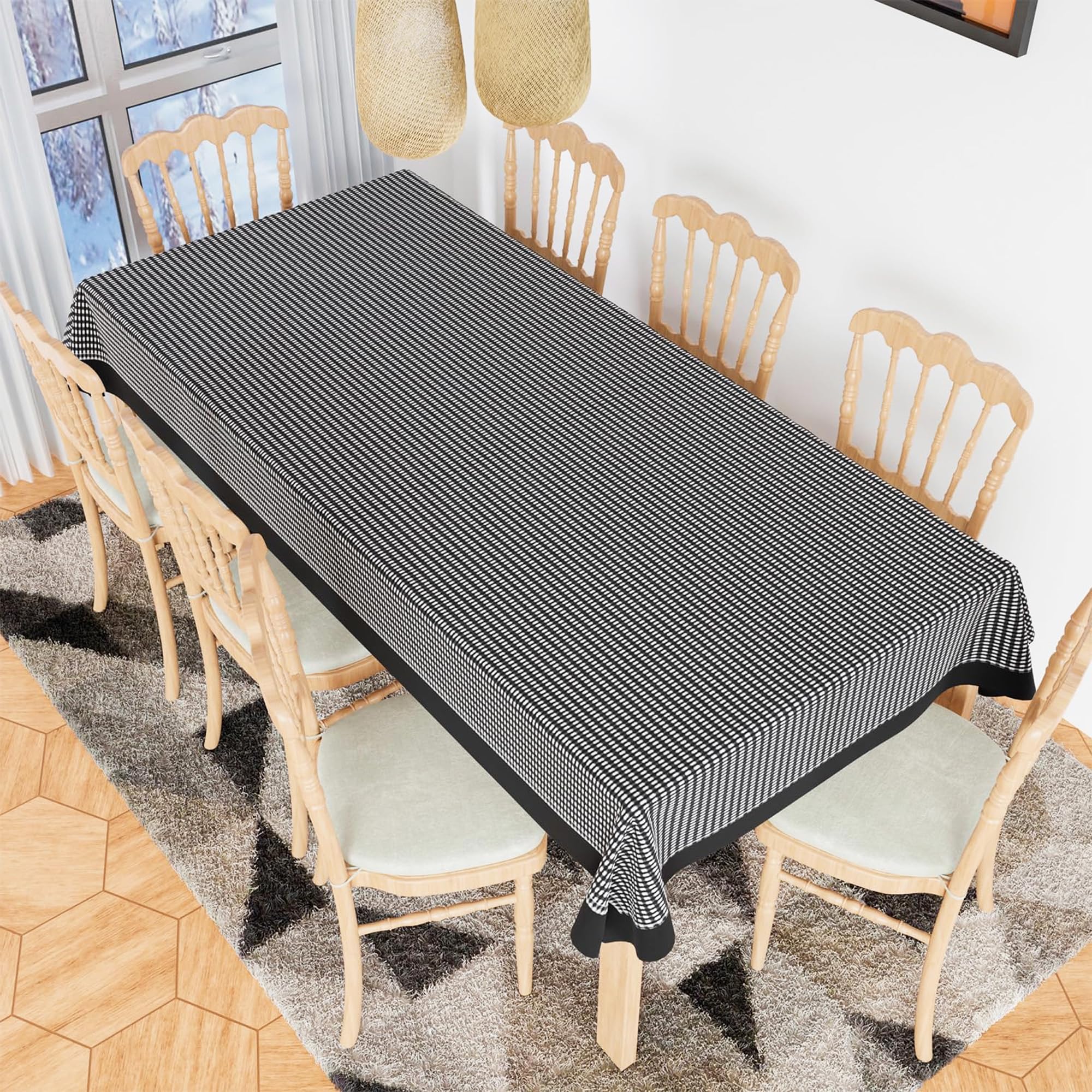Kuber Industries Dining Table Cover | 60x108 Inch | Cotton Table Cloth Cover | 8 Seater Table Cloth | Table Cloth For Dining Table | Kitchen Dining Cover | Barik Check | Black (B0DB5FRXF9) Amazon Price History, Amazon Price Tracker