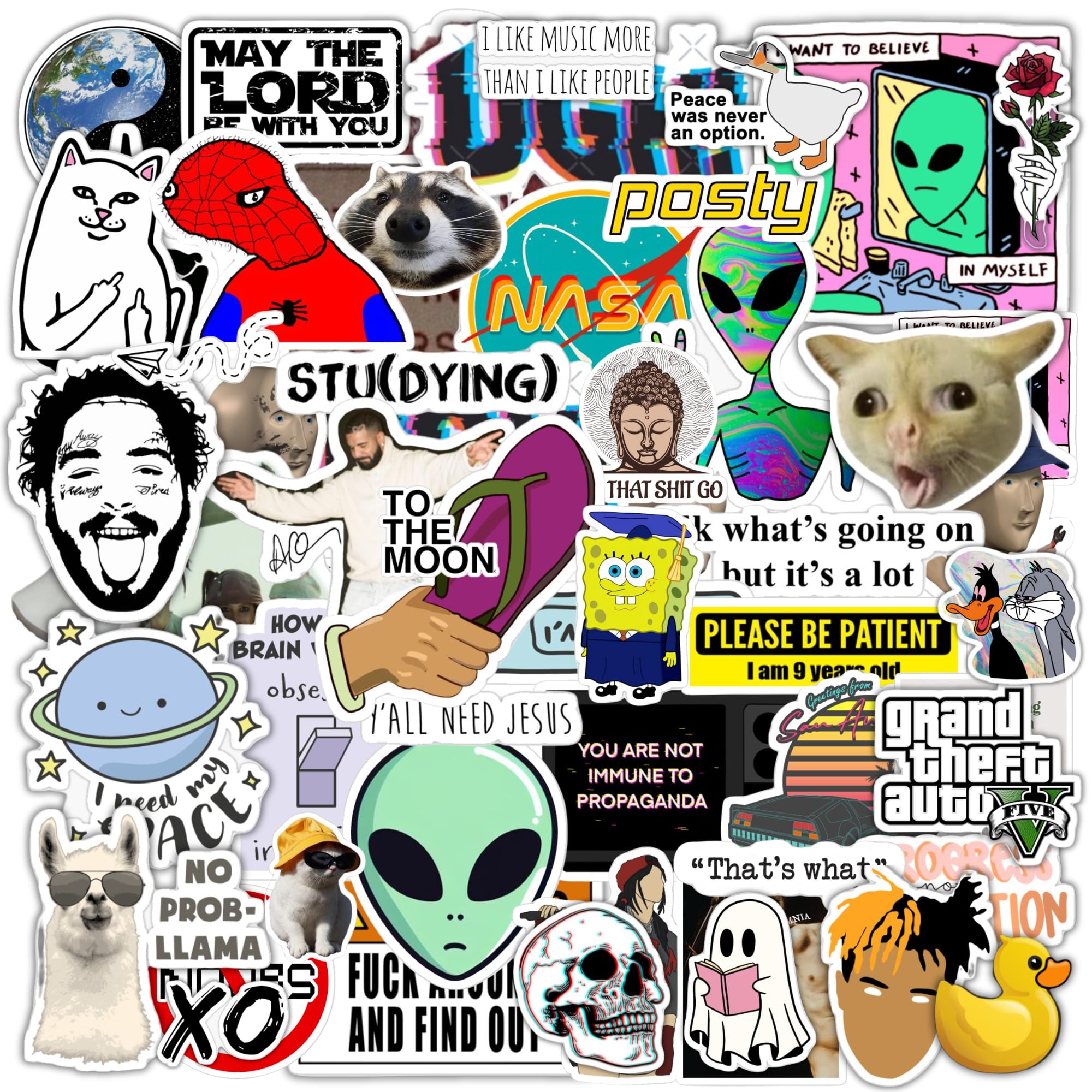 Sticker Fever - 52 Random Humor & Aesthetic Stickers Pack for Laptops, Mobile Phones, Guitars & More. (Pack of 52)