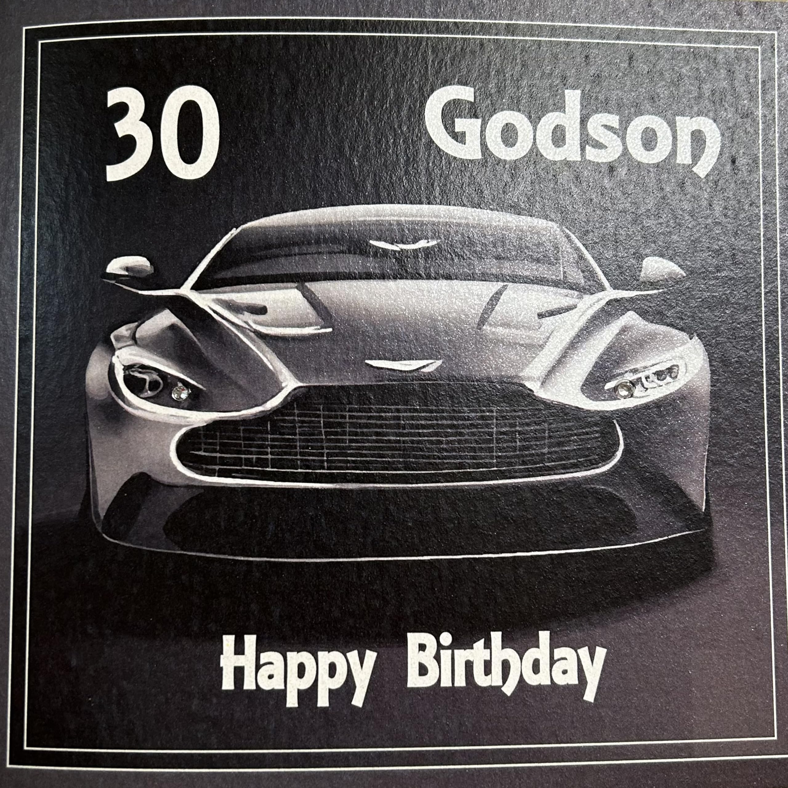 WHITE COTTON CARDS Handmade Godson 30 Happy Birthday Sports Car 30th Birthday Card, White
