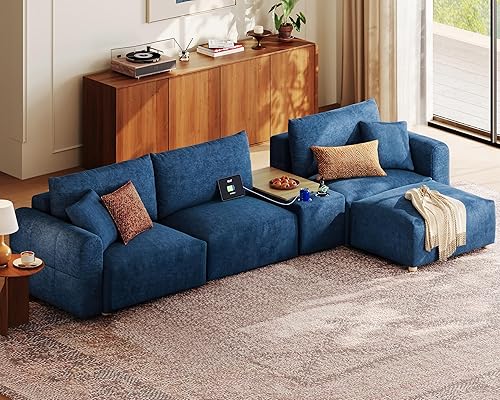 Miniatura 29 de LINSY HOME - Sofá seccional modular de gran tamaño, sofá en forma de L de 128" de ultra suave nube con asientos grandes y otomana removible, sofá