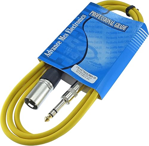 MCSPROAUDIO Cable de conexión de audio profesional XLR macho TRS de 14 pulgadas a 3 pines equilibrado y blindado (6 pies de largo, amarillo)