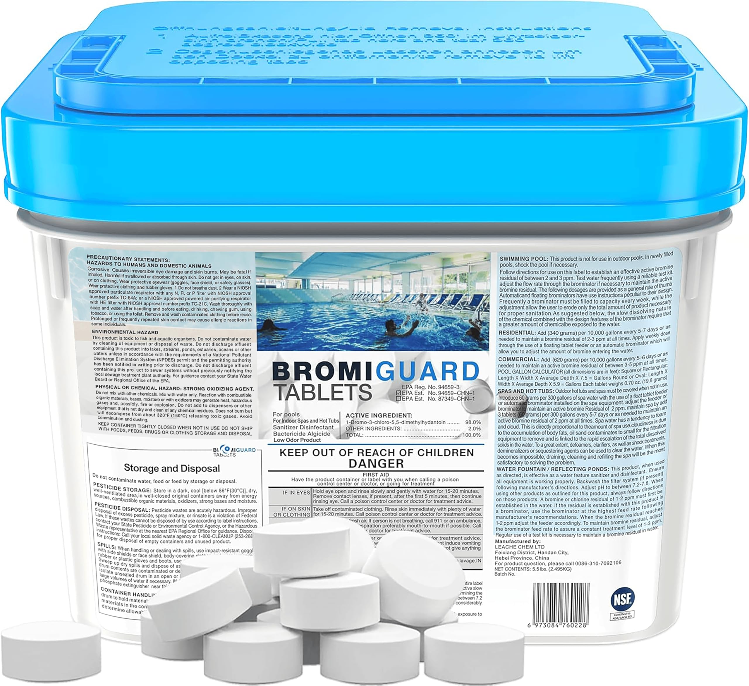 【 5.5 lbs】 1inch Bromine Tablets for Spa Hot Tub, Chemicals Bromine Tabs