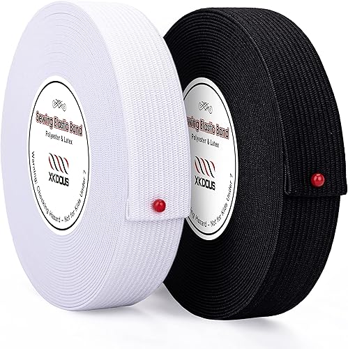 Miniatura 12 de XKDOUS Banda elástica para costura, bandas elásticas de punto negro de 3 pulgadas y 6 yardas para coser cintura y pantalones de cintura, alta
