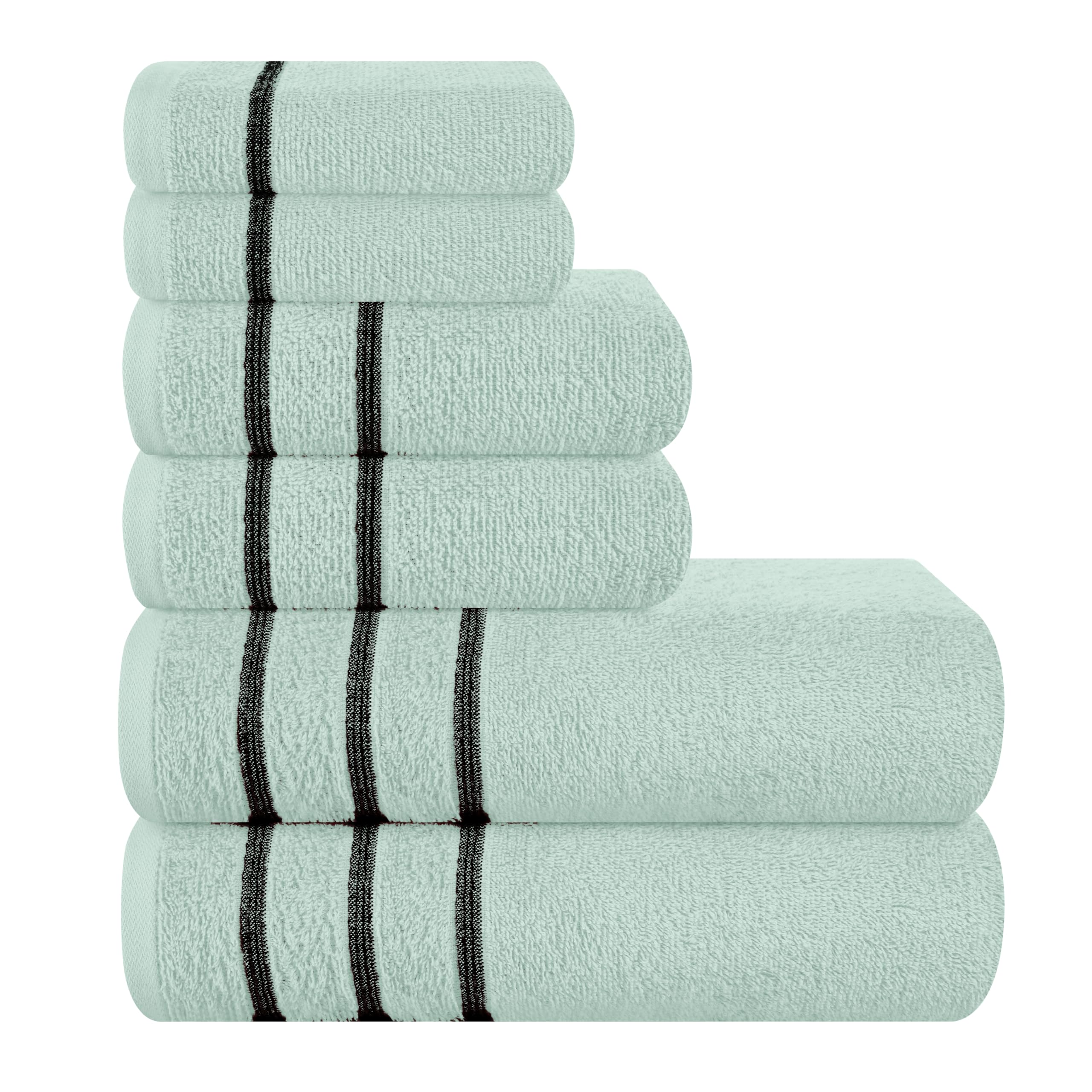 MyOwn Ultra Soft 6 Pack Cotton Towel Set, Contains 2 Bath Towels 28x55 inch, 2 Hand Towels 16x24 inch & 2 Wash Coths 12x