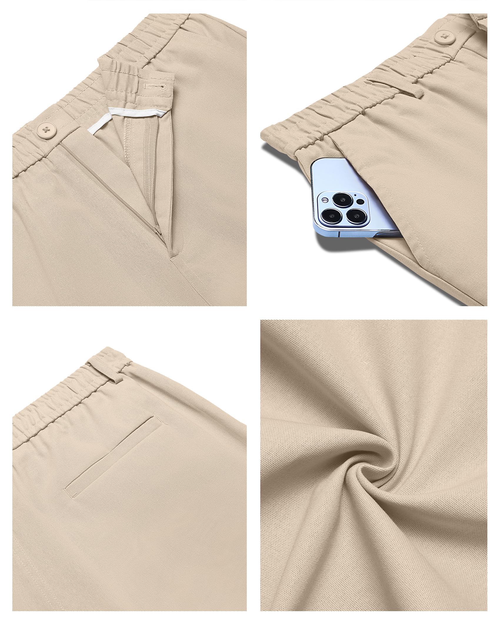 COOFANDY Herren Hose Lang Leichte Sommerhose Leinenhose Freizeithose Strandhose Einfarbig Herrenhosen mit Taschen Elastischer Bund
