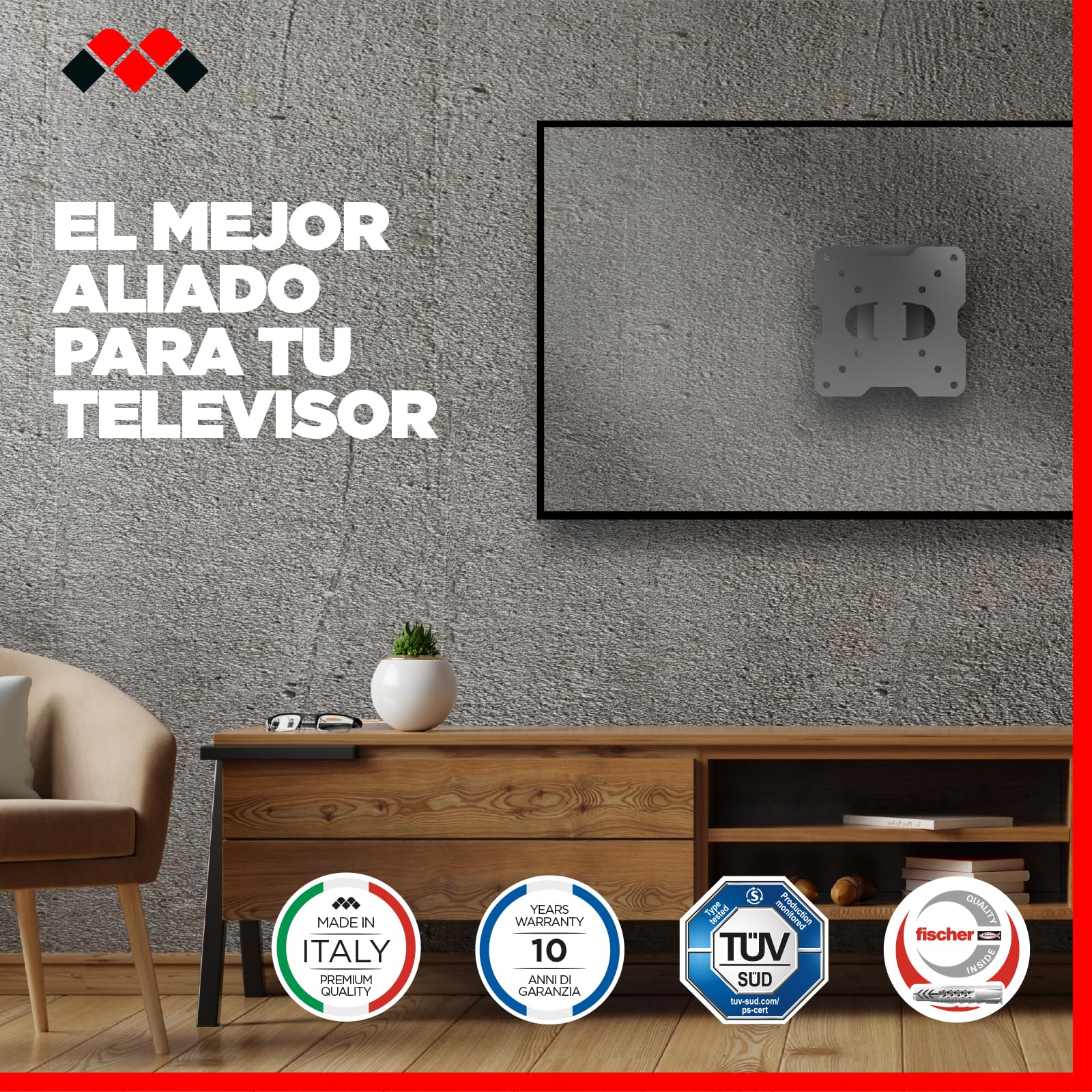 Soporte TV Pared Full Motion - Brazos Dobles Rotación Para Pantallas 14-25"