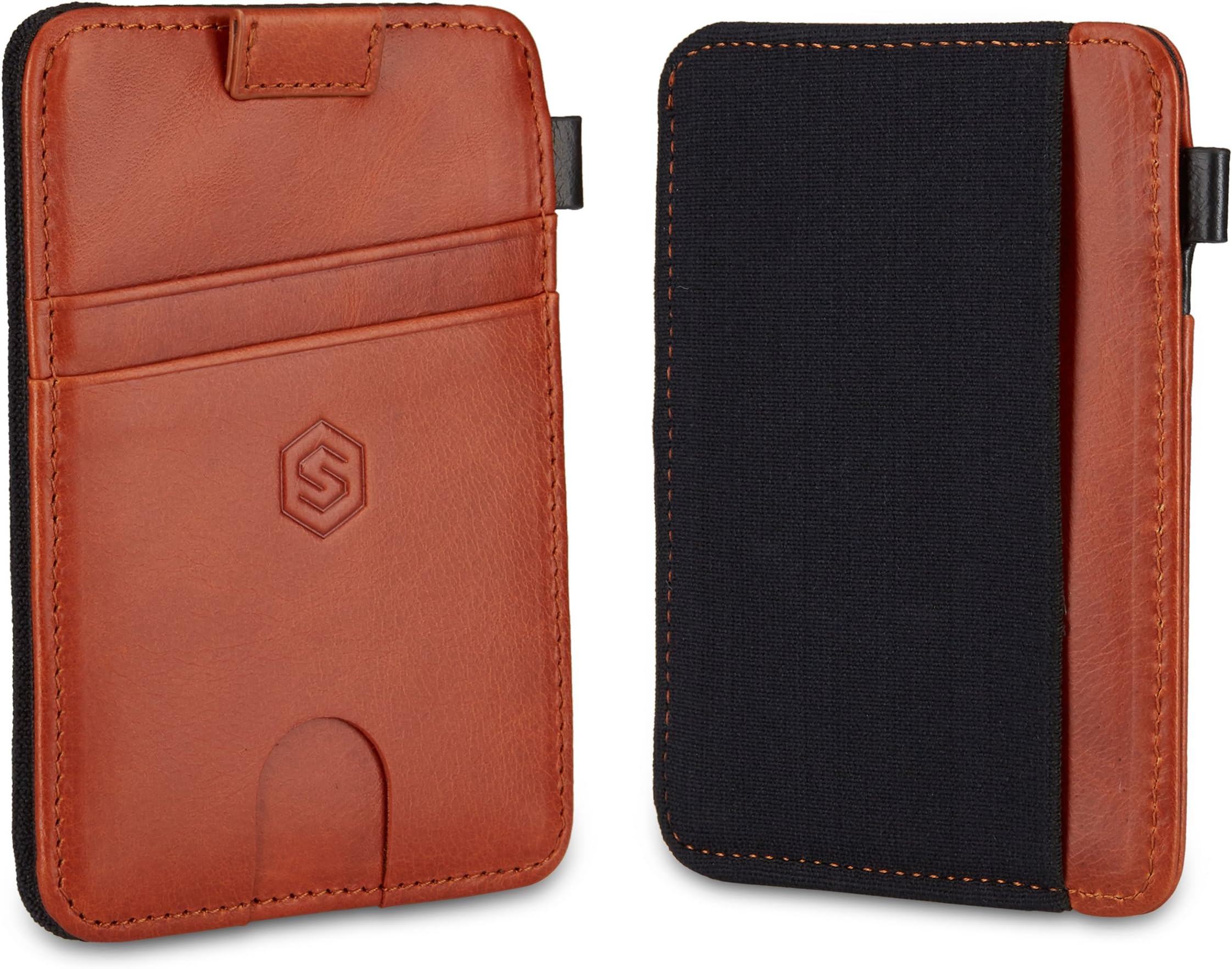 STRAPO Wallet V2 - Expandable Minimalist Wallet - Slim & RFID Secure Wallet - With Elastic Strap, Premium Durable Leather, RFID Blocking, Convenient pull-out strap (Brown Tanned)