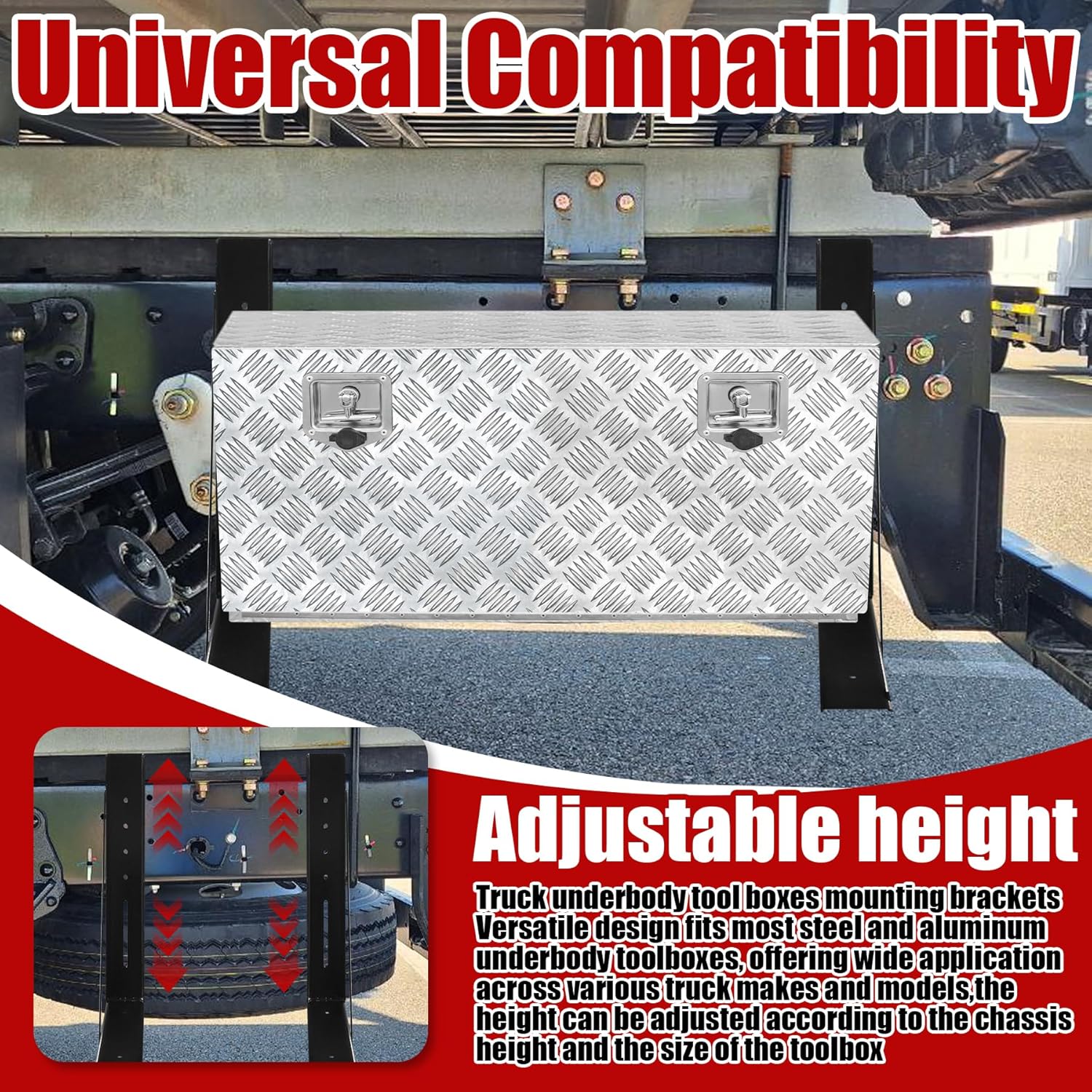 18"x18" Underbody Steel Mounting Brackets Truck Tool Box Mounting Kit Heavy Duty Welded Formed Mount Bracket Kit for Truck Trailer Underbody Tool Boxes with Screws and Nuts Black Set of 2