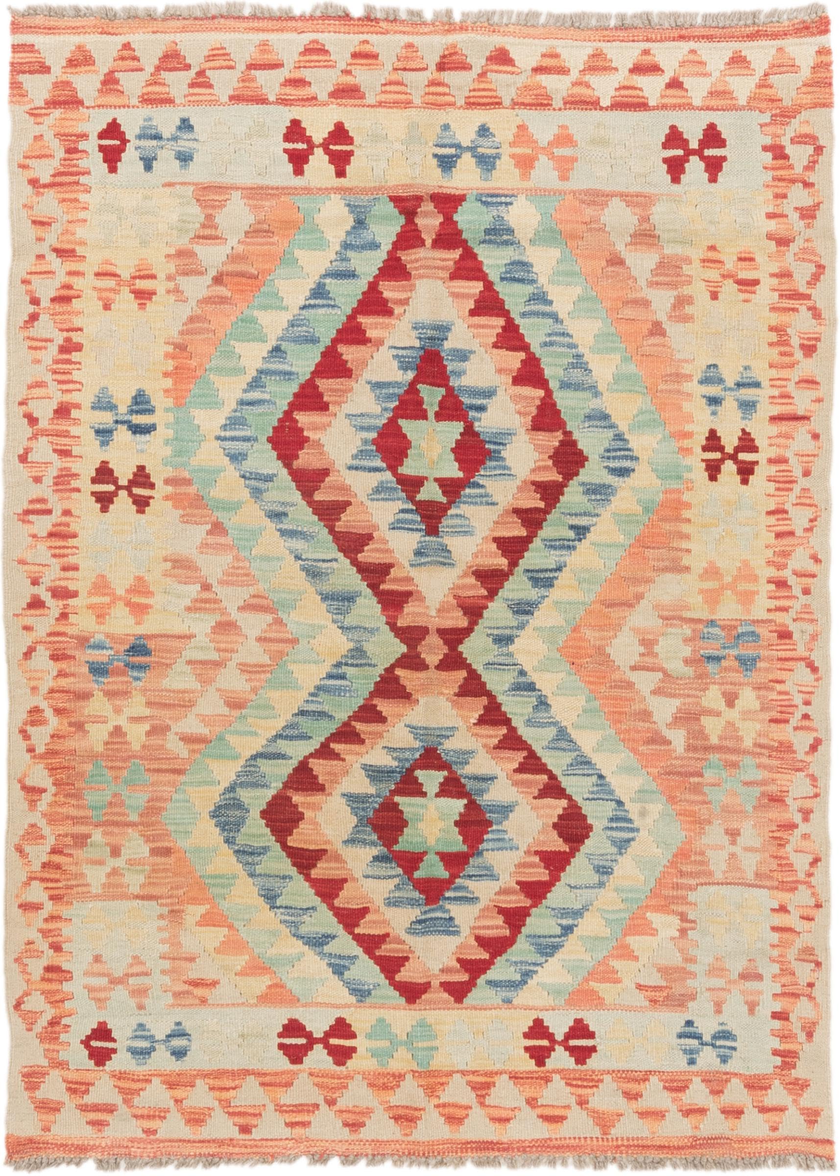 Kilim Afghan 108x146 cm en laine authentique tissé à la main pour salon