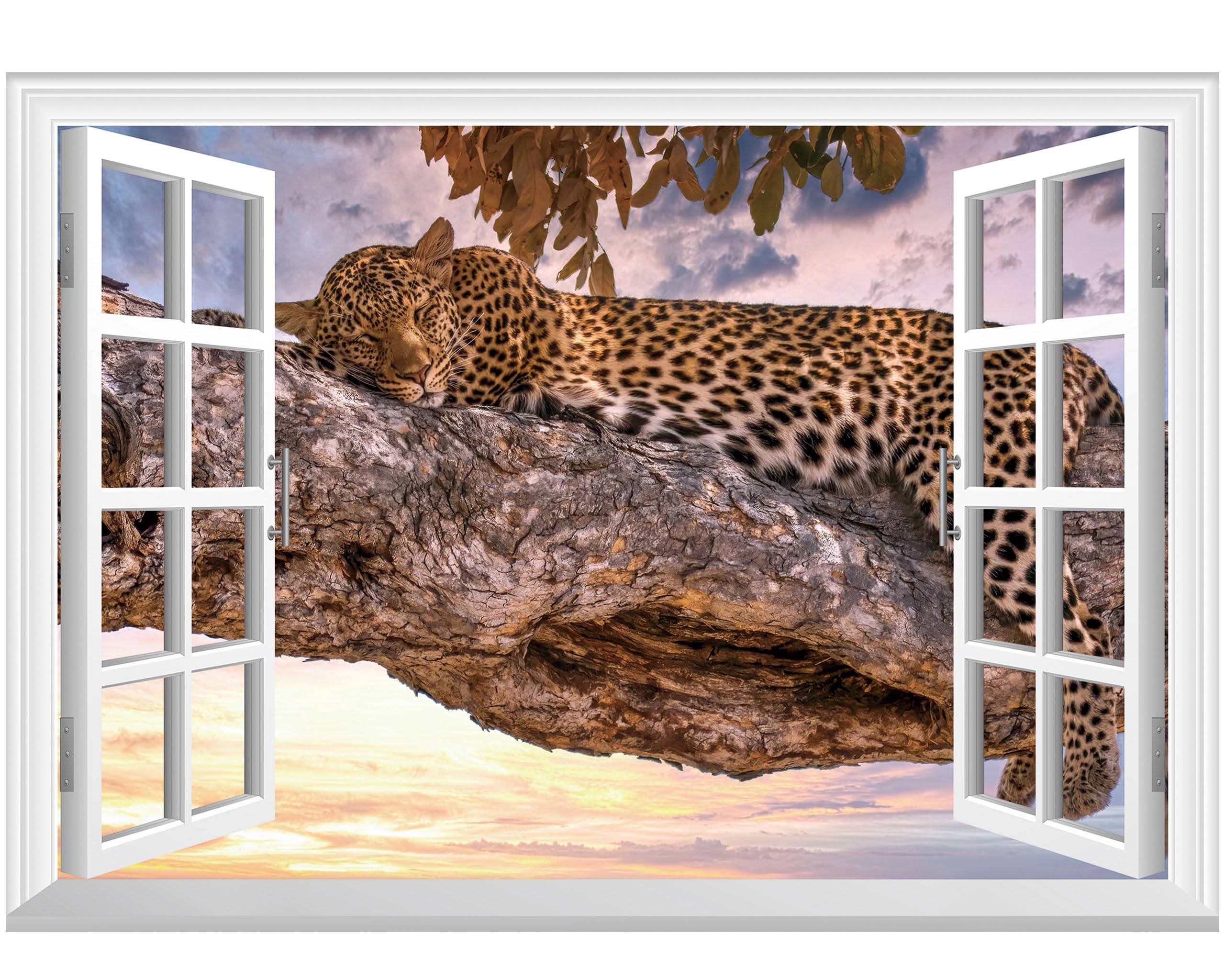 FLFK Fake Window Wall Sticker - Landscape Faux Window Wall Mural for Wall Decor, Stick and Peel Wall Decals,48"x32",Set of 2 Sheets — view 9