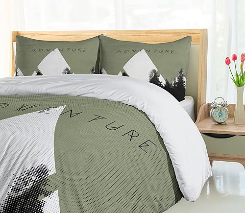 Miniatura 4 de Ambesonne - Juegos de funda de edredón multicolor, en colores y tres tamaños., Tela, Verde ejército, talla Queen