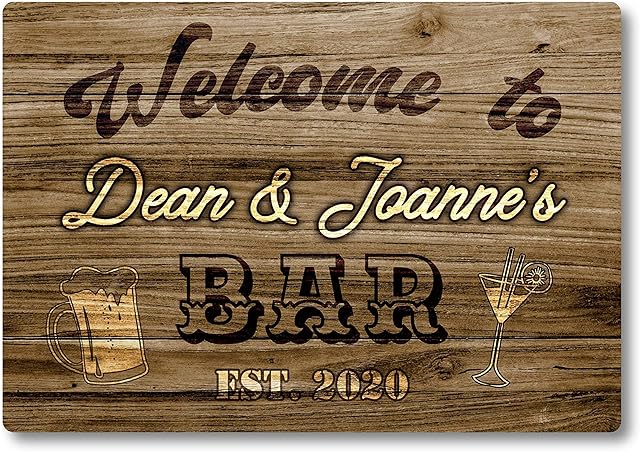 Personalised Bar Sign METAL Plaque Western Style. Home Pub Shed Garage Man Cave.