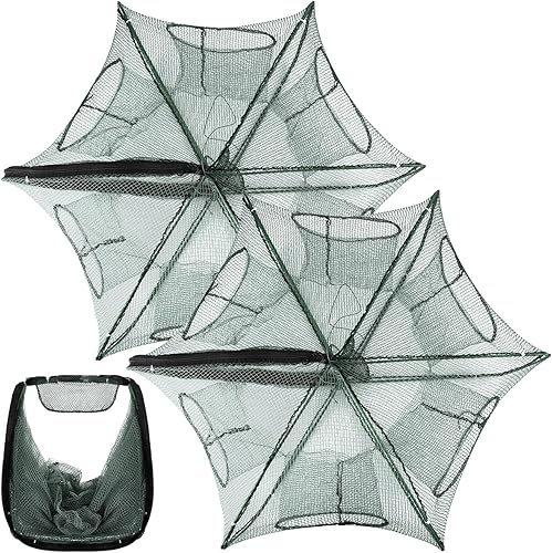 Trampa de pesca plegable, hexágono plegable de 6 agujeros, trampa de cebo de pesca portátil, minnow cangrejo cangre