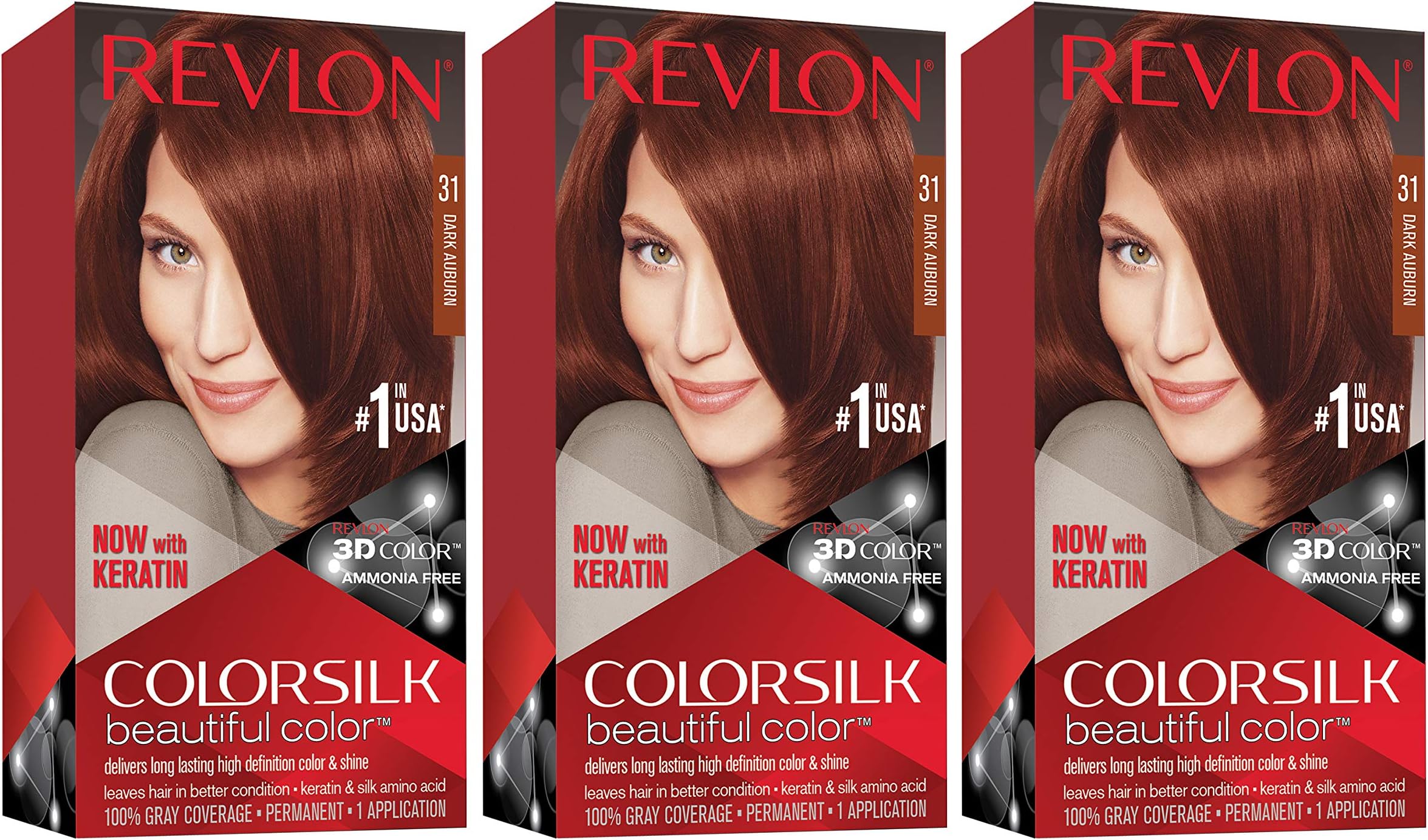 Colorsilk Beautiful Color, Dark Auburn, 3 Count