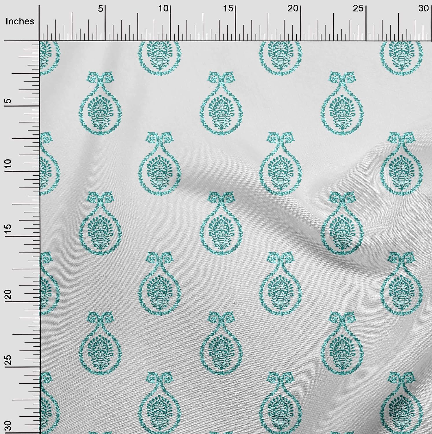oneOone Cotton Flex Teal Green Fabric Block Fabric for Sewing Printed Craft Fabric By The Yard 40 Inch Wide