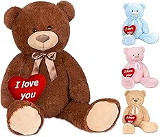 BRUBAKER Peluche Gigante XXL - Oso/Osito - 100 cm - Marrón - Corazón de Felpa 'I Love You' Incluido