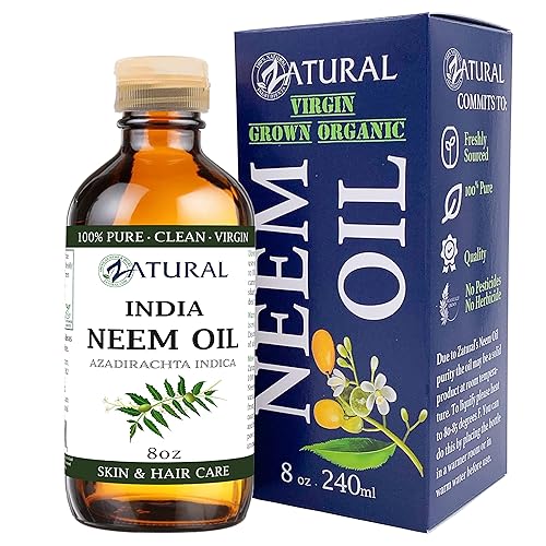 Zatural Aceite de neem 100% puro, sin diluir, prensado en frío, usos para cabello, piel y uñas, 8 onzas