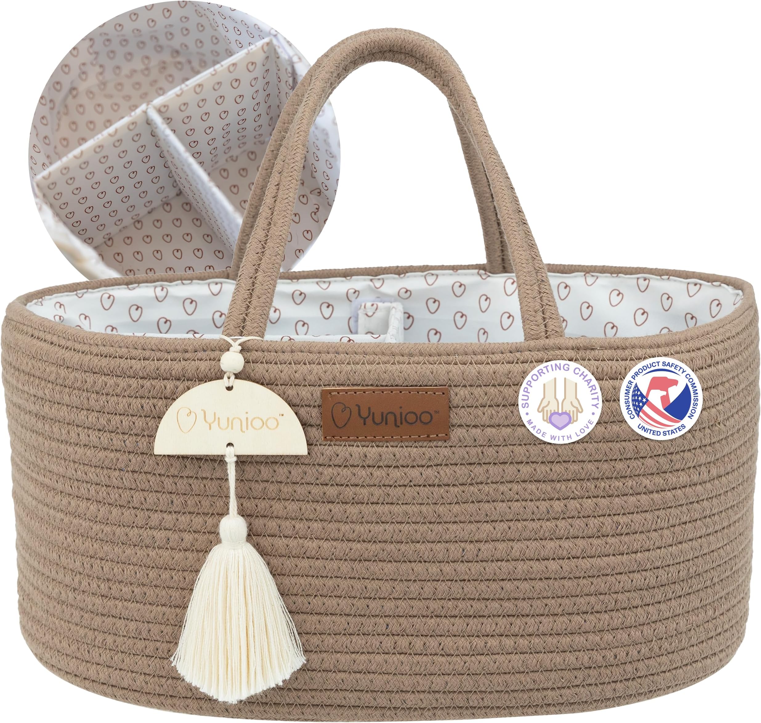Baby Diaper Caddy Organizer, Portable Nursery Storage Basket with Sturdy Handle Diaper Caddy Basket, Car Caddy for Diapers and Baby Wipes, Newborn Essentials