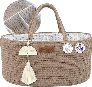 Yunioo Nappy Caddy Organiser, Baby Caddy, Portable Diaper Changing Bag, Nursery Storage Basket with Sturdy Handles, Removable Dividers, Ideal for Baby Shower Gifts & Newborn Essentials