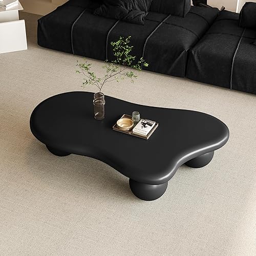 Miniatura 4 de Mesa de centro moderna para sala de estar, 47 pulgadas, única y bonita, mesa de centro minimalista irregular con patas resistentes para dormitorio,