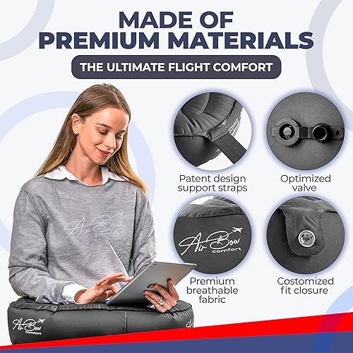 Miniatura 3 de able Almohada de viaje  Almohada de avión para reposo de cabeza, cuello y barbilla, almohada de cuello inflable y suave, material duradero con funda