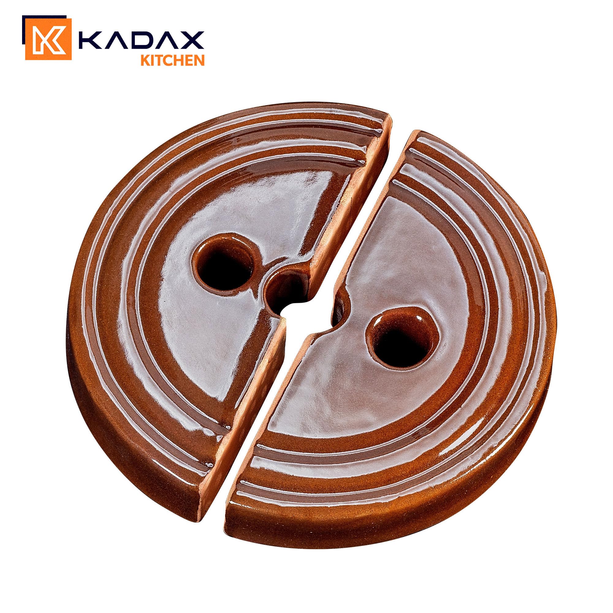 KADAX Pierre de lestage, poids de fermentation en faïence, 21 cm, fait à la main, poids pour pot à fermentation, pierre pour choucroute, kimchi, concombres salés (1,5 kg)