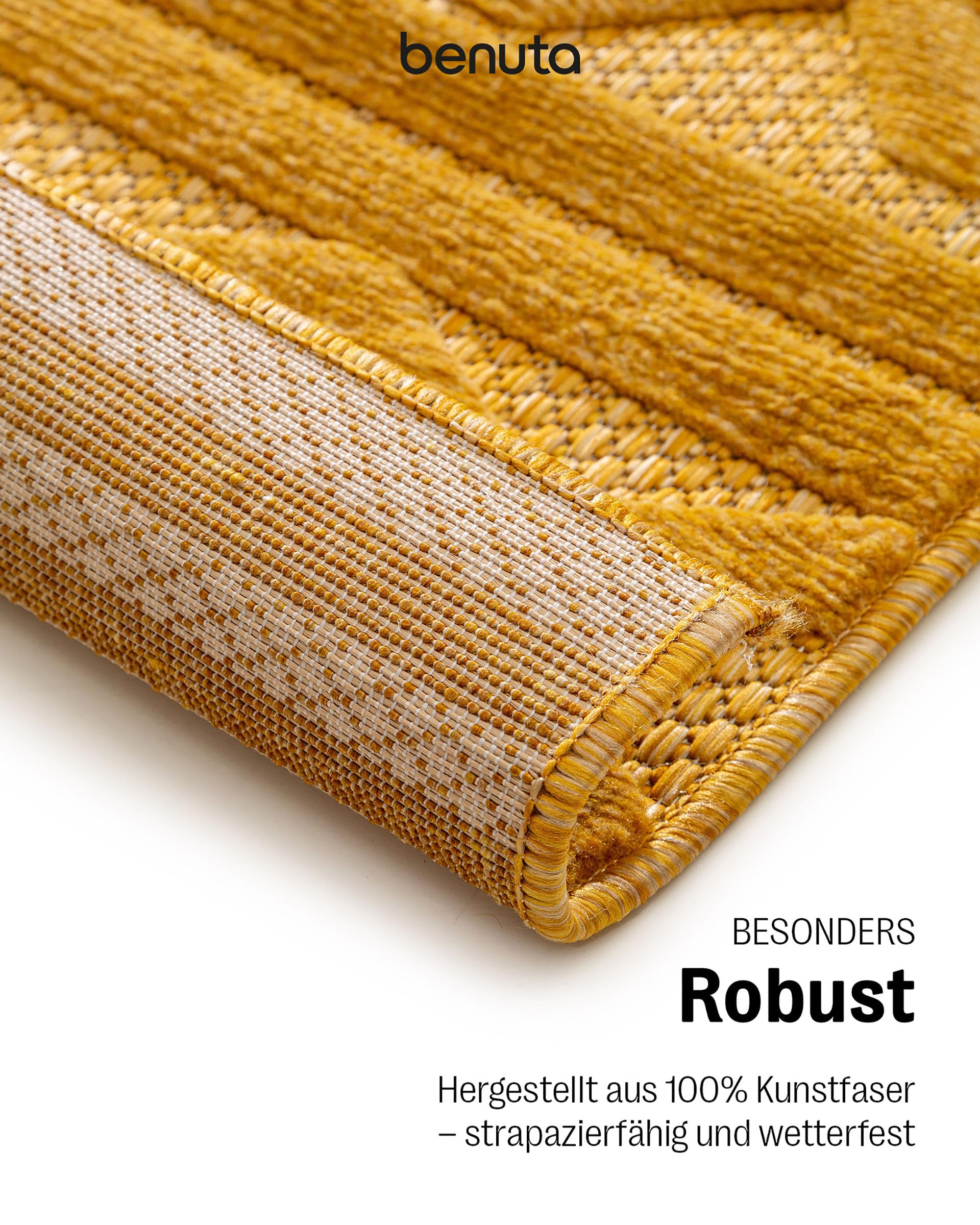 benuta Nest Teppich Bonte - Gelb 120x170 cm - Kunstfaser - Outdoor geeignet - Rechteckig - Pflegeleicht für Esszimmer Küche Outdoor/Terrasse